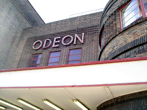 Odeon cinema, front, with sign, April 2006
