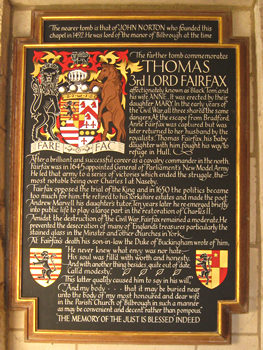 Commemorative plaque to Thomas Fairfax
