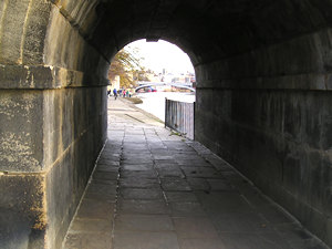 Tunnel under Scarborough Bridge, riverside walk, York