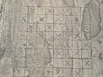 Bar walls walkway, carved stone