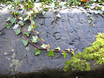 Initials carved on stone, Birdsall