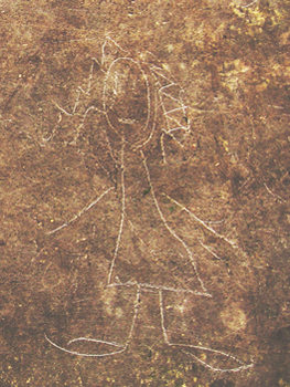 Child's drawing, scratched into stone, York