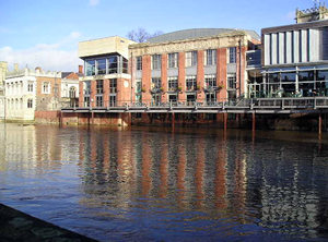 Riverside between Lendal Bridge and Ouse Bridge, showing City Screen