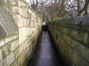 One of the most atmospheric sections of the bar walls between Bootham Bar and Monk Bar. Taken on the morning of 21 January 2004.