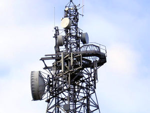 Phone mast, disused phone exchange