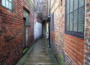 View along the main stretch of Straker's Passage, looking towards its Fossgate entrance.