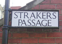 Signpost denotes that we are now entering Straker's Passage.