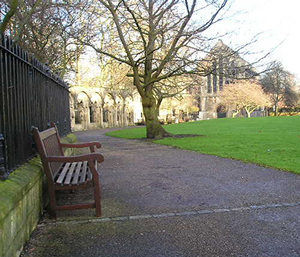 Dean's Park, looking towards the war memorial. Late morning, 25 January 2004