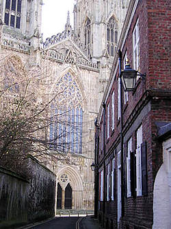 View of the Minster rising above Precentor's Court. 25 January 2004.