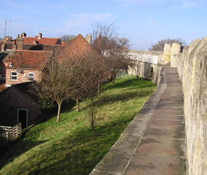 Walls towards Monk Bar, showing Aldwark housing