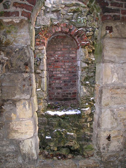 Looking through the Anglian Tower, Museum Gardens