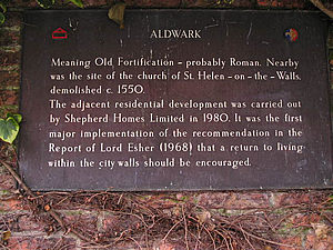 Information plaque, Aldwark. Click to enlarge