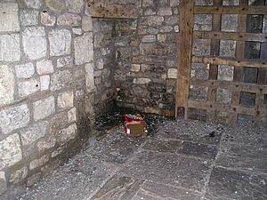 Inside Bootham Bar – litter and pigeon droppings