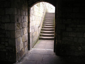 Inside Bootham Bar – steps to the walls walkway