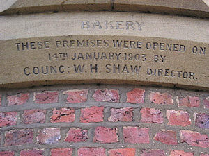 Inscription from former bakery building