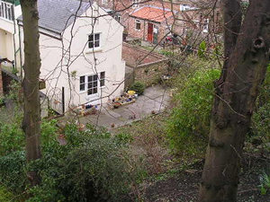 Gillygate houses and gardens, from the city walls