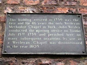 Sign on York's first Wesleyan chapel.