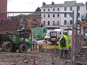 Spurriergate from Peter Lane, across demolition site