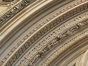 Detail of Minster – west front doorway (left side)