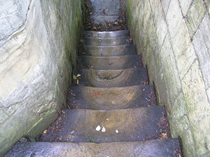 Well-worn steps, city walls by Bootham Bar