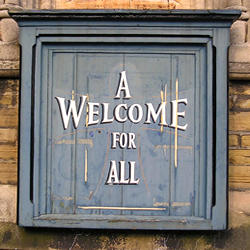 'A welcome for all' – sign at St Philip and St James, Clifton