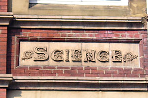 York Institute building detail: inscription reads 'SCIENCE'