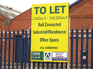 To Let sign: former carriageworks site