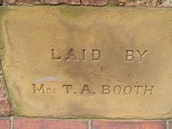 Stone laid by Mrs T A Booth