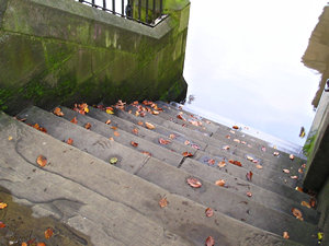 Steps by Skeldergate bridge, which usually lead to a pavement