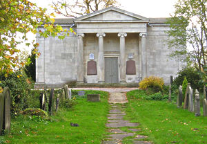 Chapel front, with cat