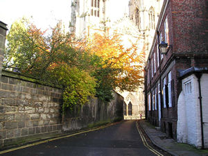 Precentor's Court, and the trees in the Purey Cust Hospital