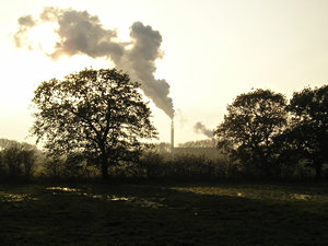 Sugarbeet factory chimney, across Rawcliffe Meadows
