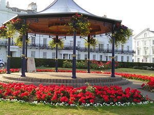 The bandstand and surrounding planting