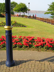 From the bandstand, looking across the park to the sea
